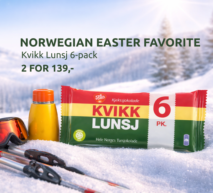 Norwegian easter favorite - kvikk lunsj. Now 2 for 139 NOK