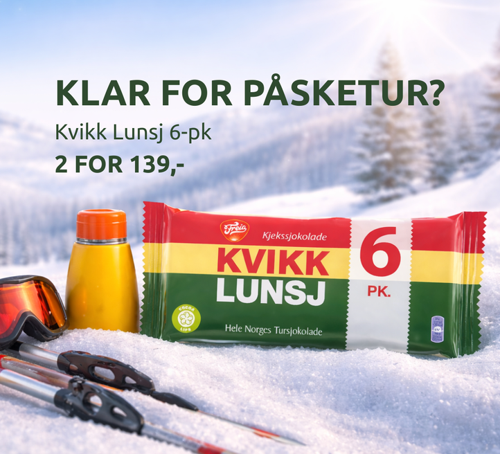 Kvikk Lunsj → 2 for 139,- kjøp nå