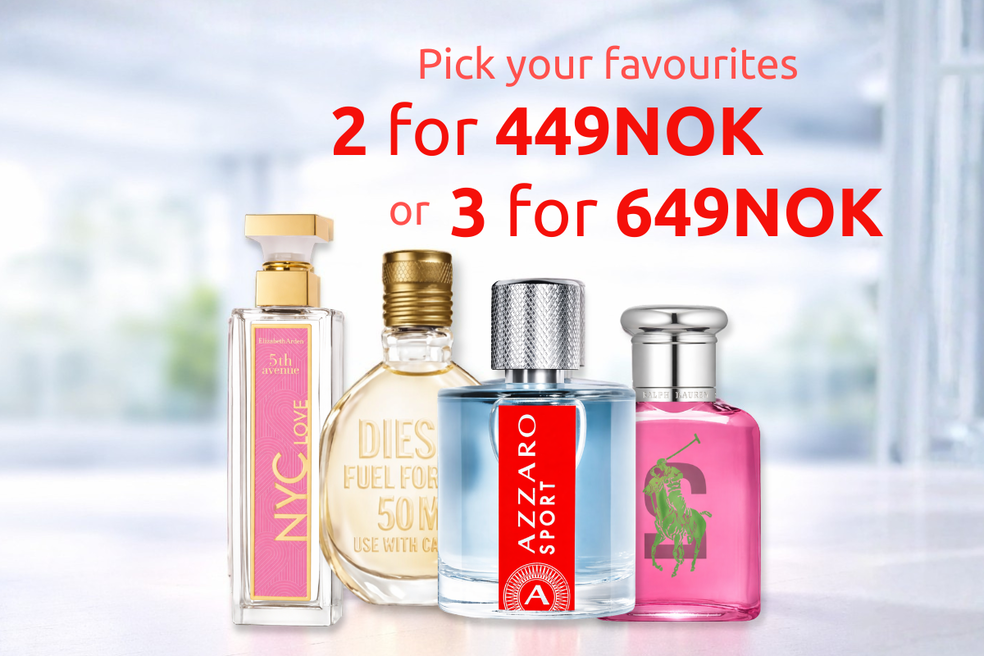 Pick your favourites parfyme - 2 for 449NOK or 3 for 649NOK