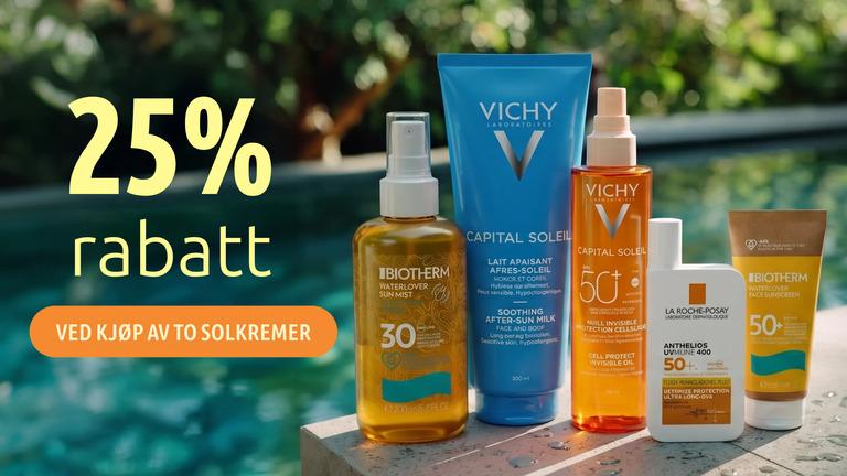 25% rabatt ved kjøp av to solkremer