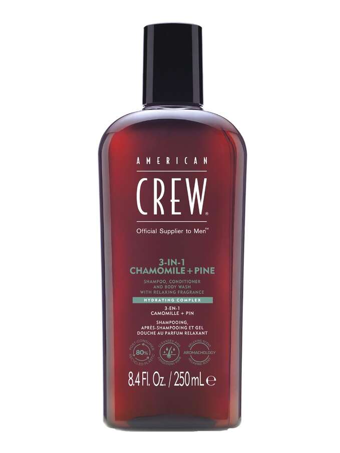 American Crew 3-in-1 Chamomile and Pine Shampoo, Conditioner and Body Wash 250 ml
