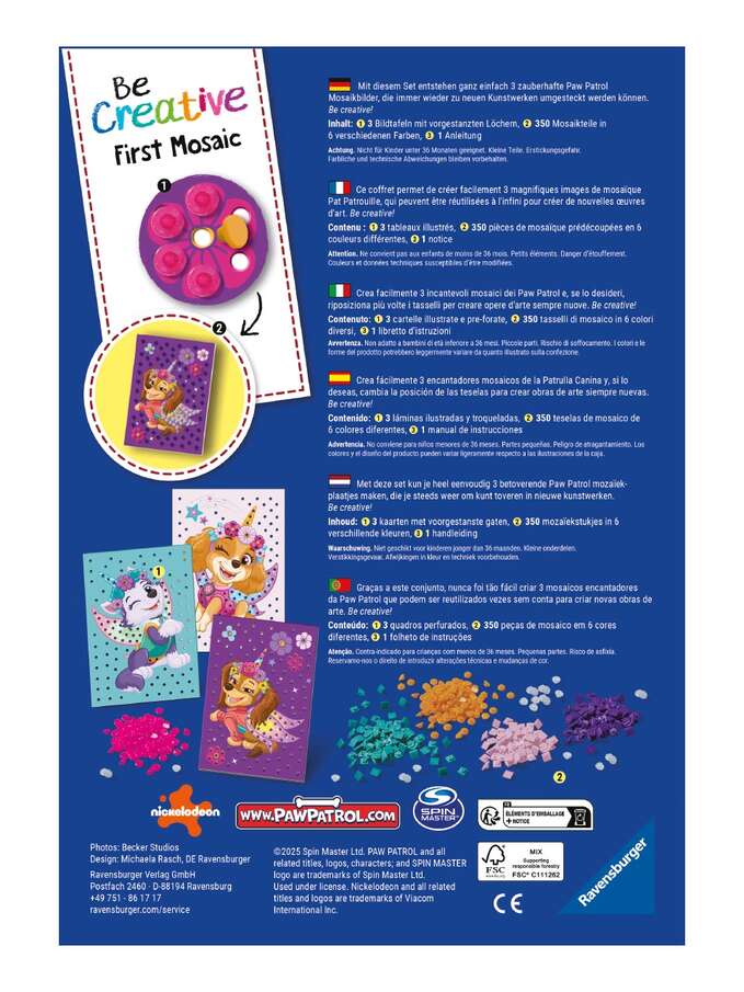 Ravensburger BeCreative Paw Patrol mosaic craft set 2