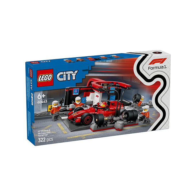 Lego City F1 Pit Stop & Pit Crew with Ferrari Car