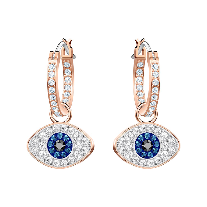 Swarovski Duo evil eye hoop earrings