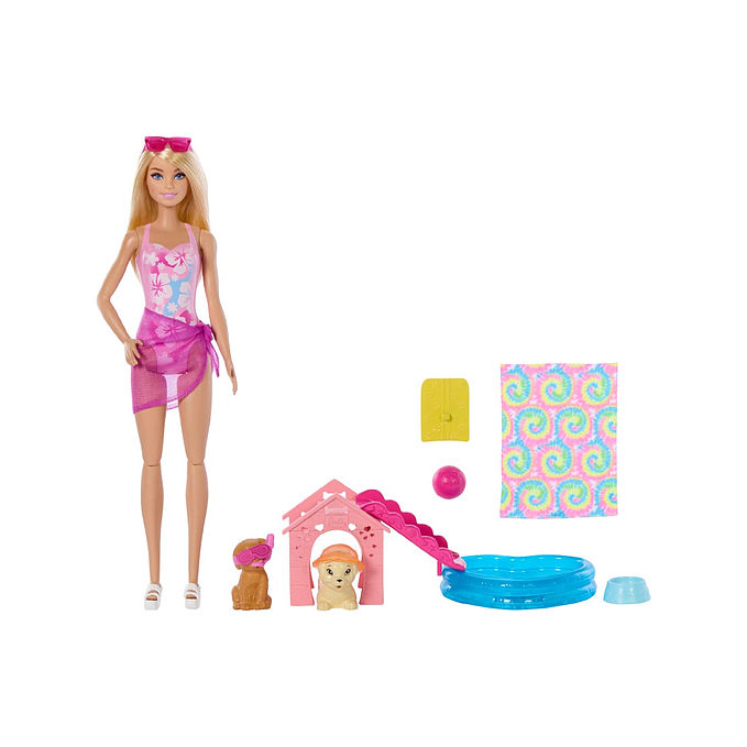 Barbie puppy pool party playset