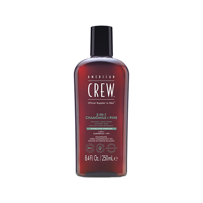 American Crew 3-in-1 Chamomile and Pine Shampoo, Conditioner and Body Wash 250 ml