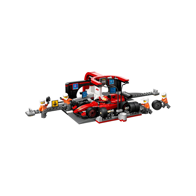 Lego City F1 Pit Stop & Pit Crew with Ferrari Car 1