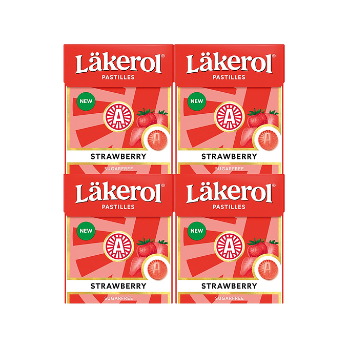 Läkerol Jordbær 4x25g