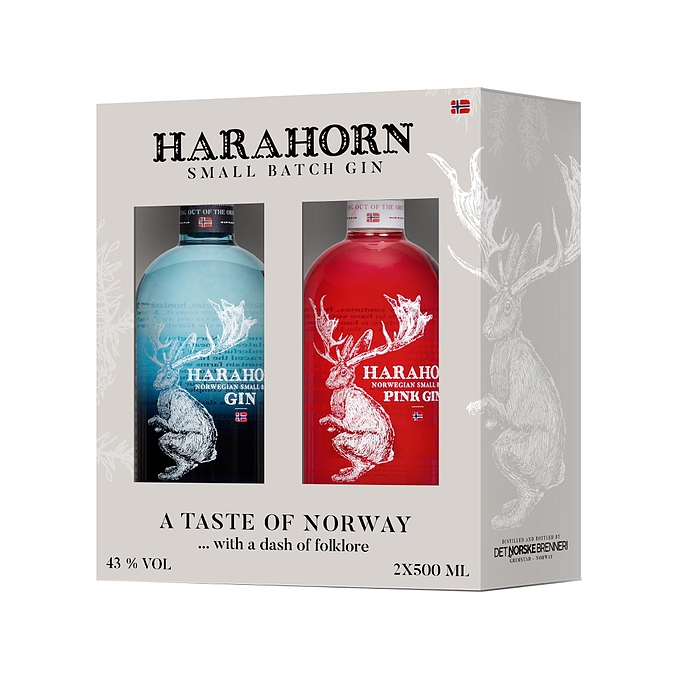 Harahorn Gin Twinpack 2 x 0,5 L (Gin 46% % Pink Gin 40%)