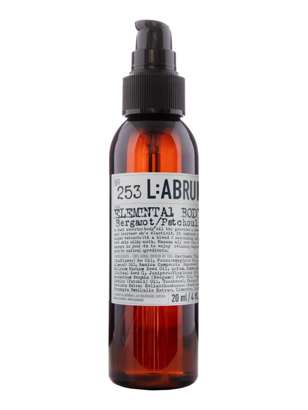 L:a Bruket Bergamot/Patchouli 253 Elemental Body Oil 120 ml