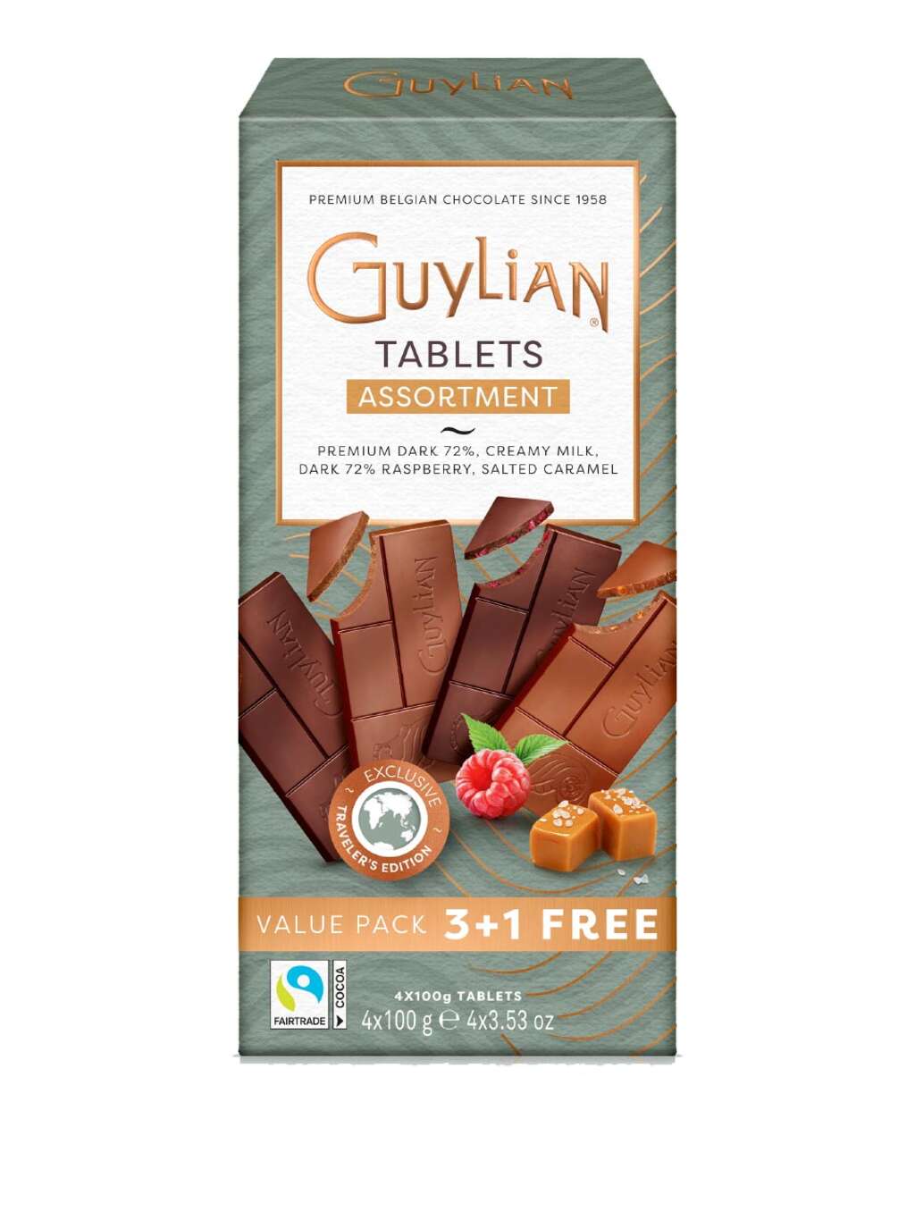 Guylian Chocolate Tablet Mulitipack 3+1 400g
