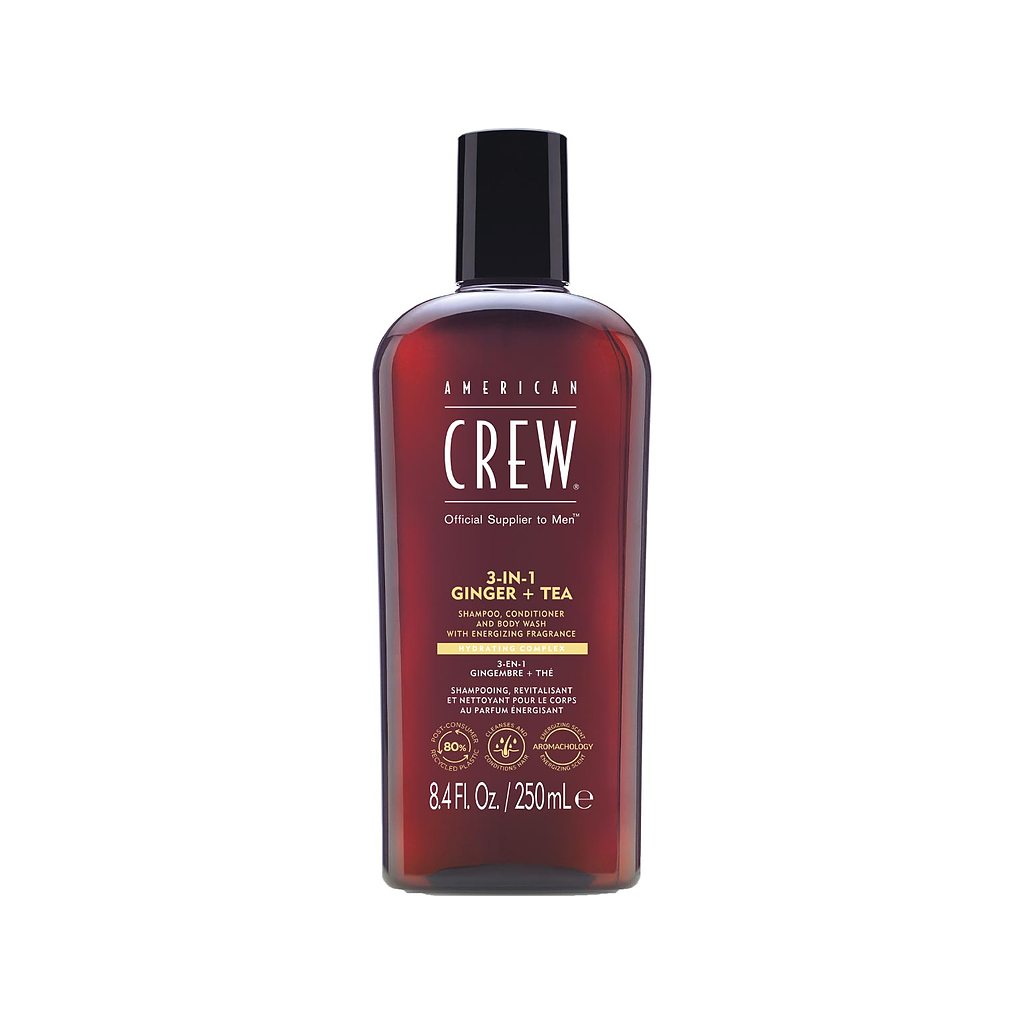 American Crew 3-in-1 Ginger and Tea Shampoo, Conditioner and Body Wash 250 ml