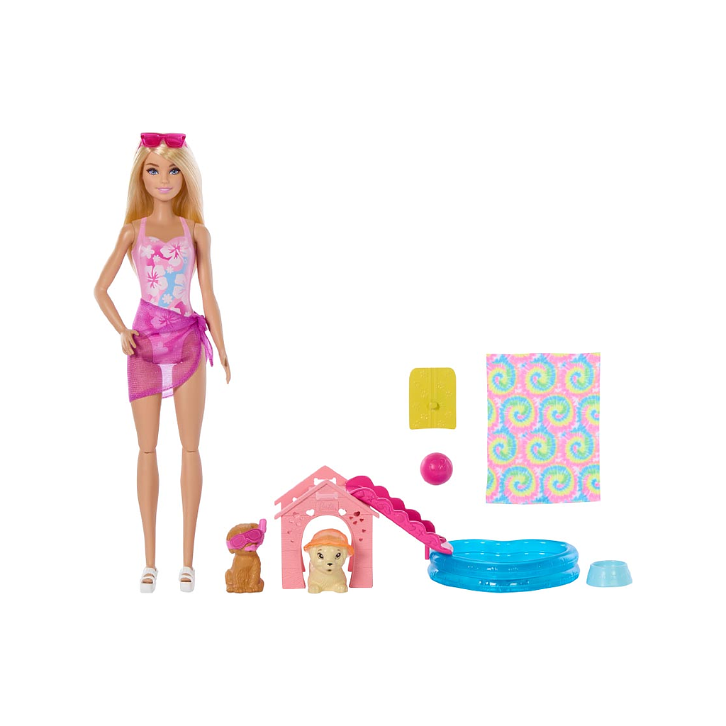 Barbie puppy pool party playset