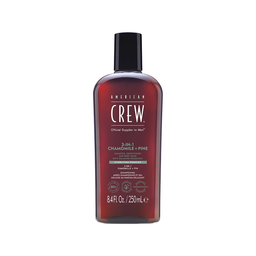 American Crew 3-in-1 Chamomile and Pine Shampoo, Conditioner and Body Wash 250 ml